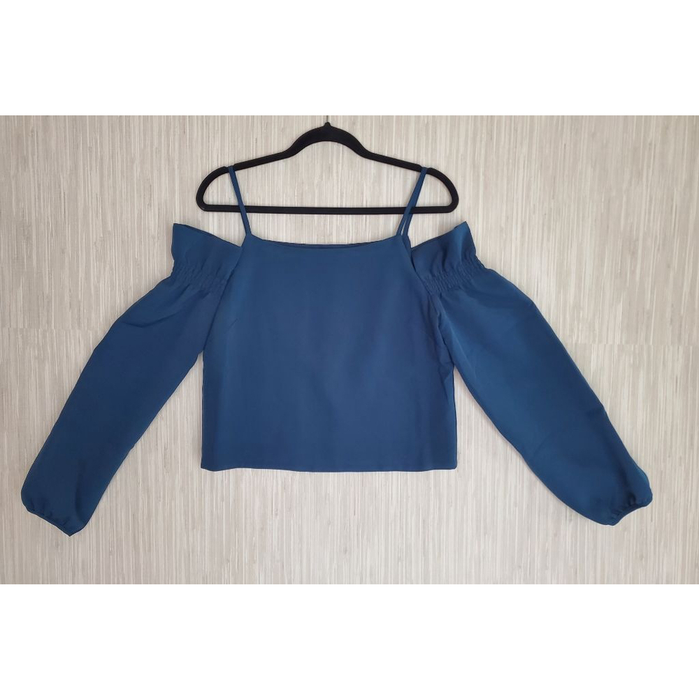 Romeo + Juliet Couture Off-Shoulder Top Size M Deep Teal Blue Nwt $130 Retail